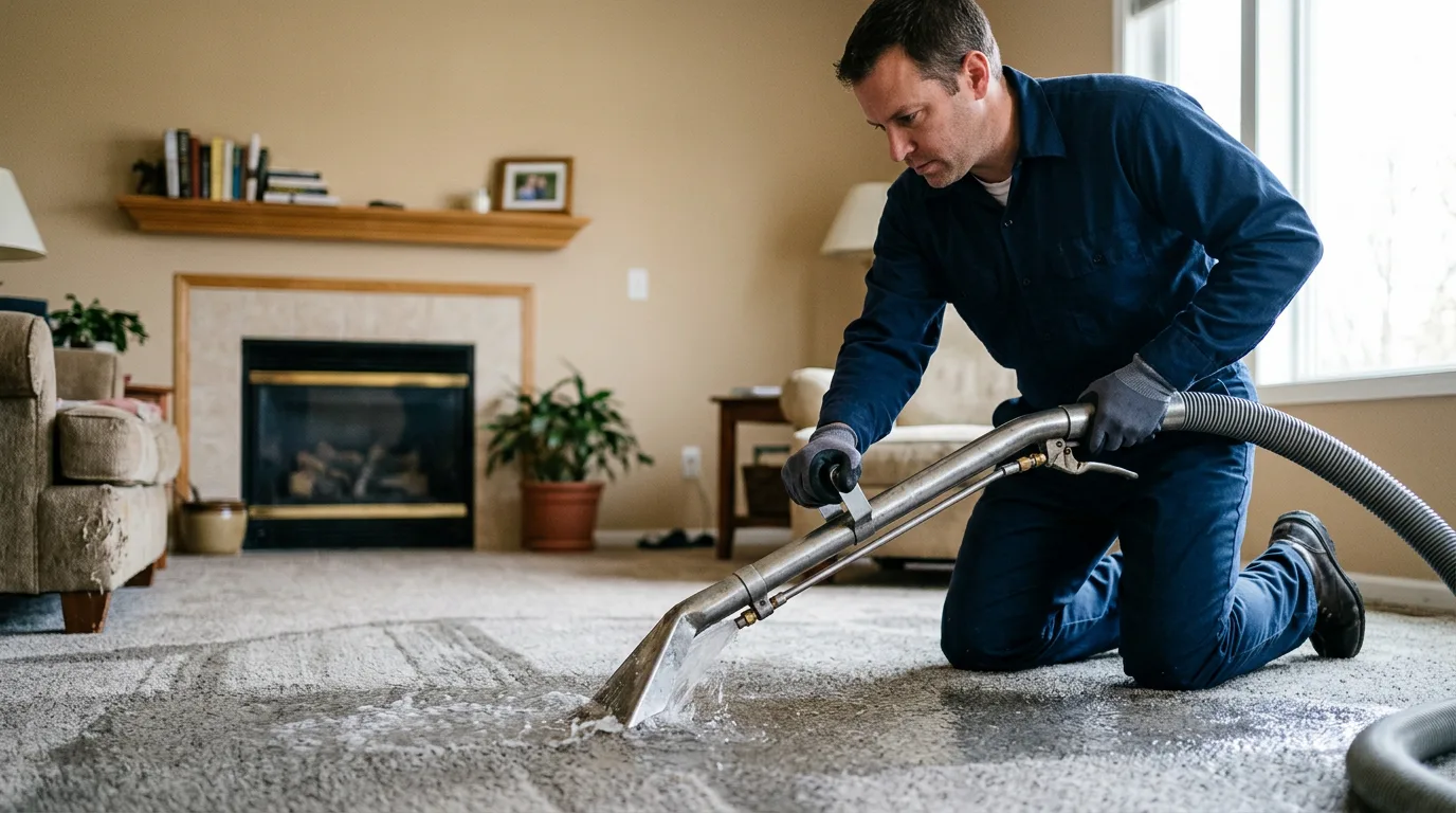Water damage restoration technician working near Baker, LA
